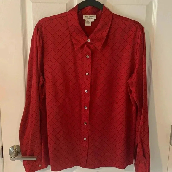 Due per due collection vintage red and black silk blouse size 14 - Picture 1 of 6